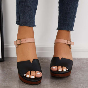 Chunky Block Heel Sandals Open Toe Ankle Strap Heels