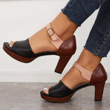 Chunky Block Heel Sandals Open Toe Ankle Strap Heels