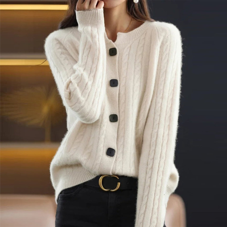 Ilse - Fuzzy Plain Long Sleeve Sweater