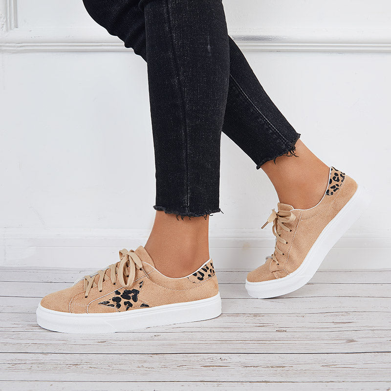 Casual Lace up Flat Sneakers Lightweight Walking Shoes