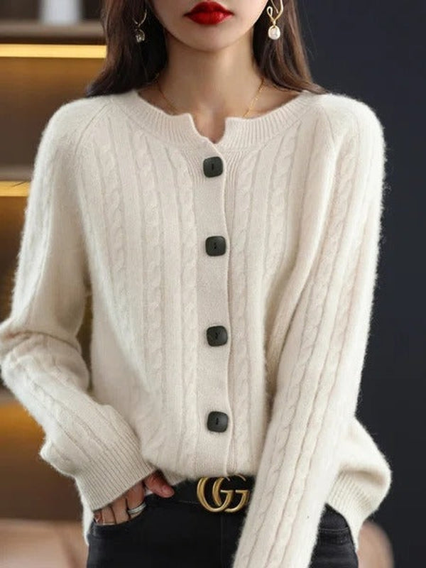 Ilse - Fuzzy Plain Long Sleeve Sweater